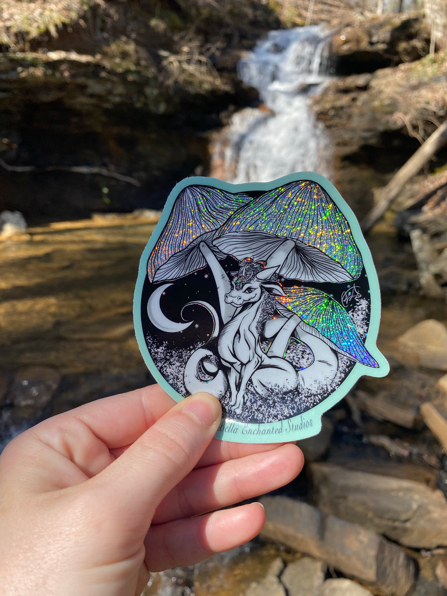 Holographic Glitter Magic Mushroom Vinyl Sticker - Becca